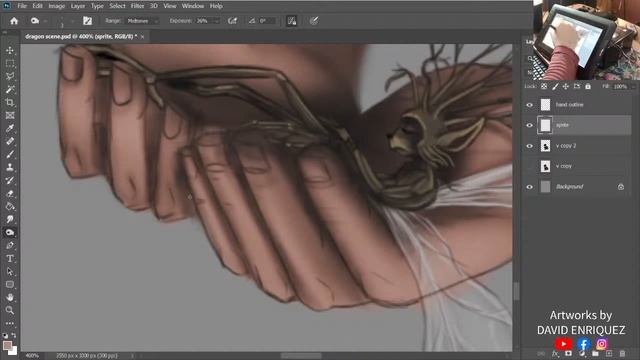 Digital Painting using Photoshop and an XP-Pen drawing tablet Part 3. смотреть онлайн