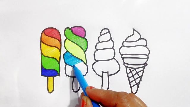Cute Icecream Drawing Painting & Coloring For Kids & Toddlers || Easy  Icecream Drawing || part 345