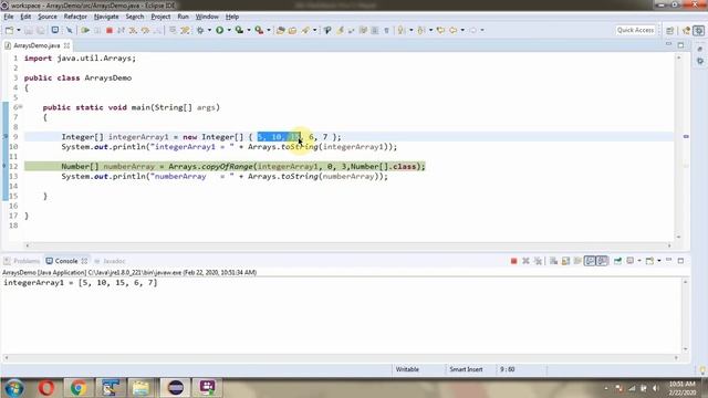 How to use copyOfRange(U[] original, int from, int to, Class newType) method of Java.util.Arrays?