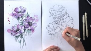 Рисуем цветы Анемоны HD