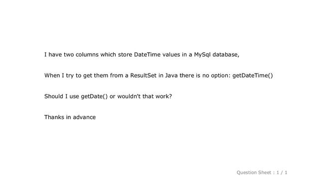 MySQL : getDateTime from ResultSet java смотреть онлайн
