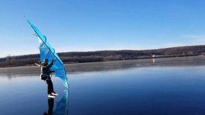 Кайтвинг на коньках | Kitewing ice skating