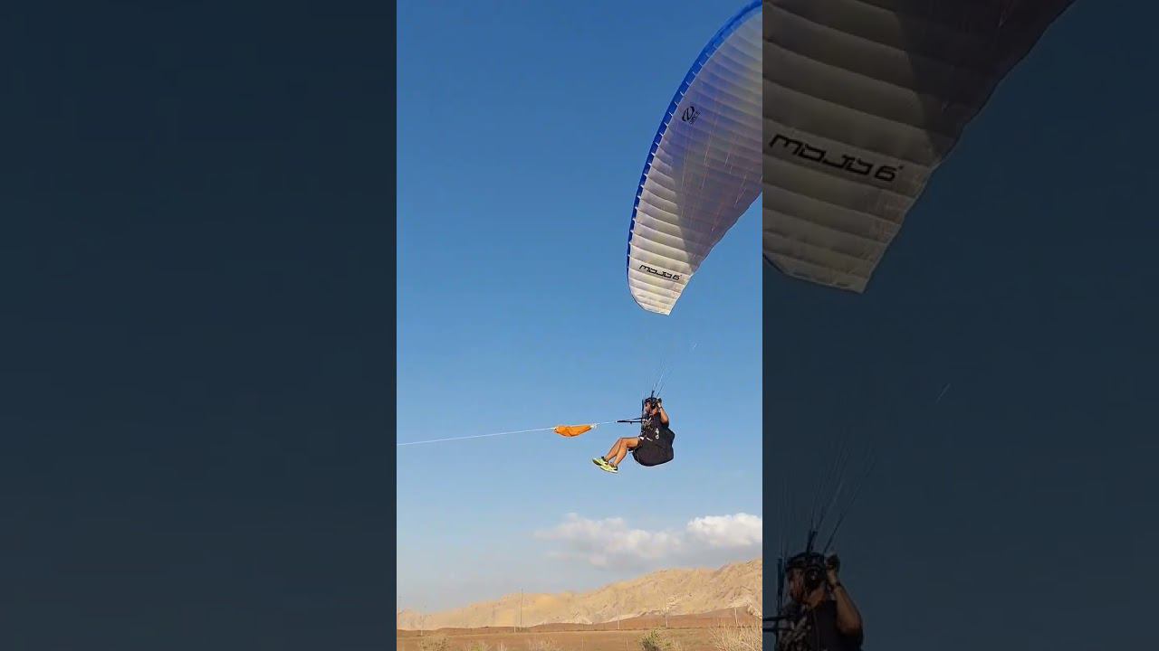 Paraglider on a winch in Al Faya, UAE | Параглайдер на лебёдке в ОАЭ #paragliding #параплан смотреть онлайн