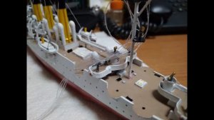 Крейсер Аврора Огонек 1:400. Часть 4. Постройка, мачты и такелаж. Сruiser "Aurora"