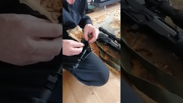 установка сошек Харис (реплика) на карабин Тигр.