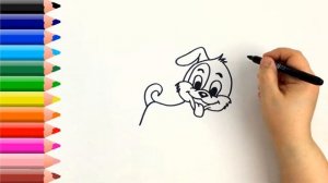 Как нарисовать барбоса . Мультик раскраска. Простая техника рисования для детей