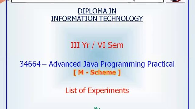 Advanced Java Programming - List of Experiments смотреть онлайн