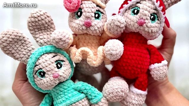 Амигуруми: схема Зайки малыши. Игрушки вязаные крючком.