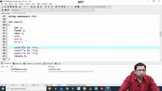 Input & Output in C++ | Cin Cout objects | iostream.h header file | By Professor Pankaj Gupta | BII