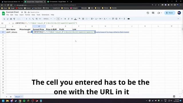 Steam Prices in Google Sheets | CSGO Market