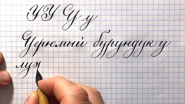 Как пишется строчная и прописная буква У каллиграфическим почерком. Handwritten letter Y.