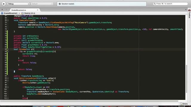 Unity Slither Snake Tutorial 1.6 [Scale Growth] C#