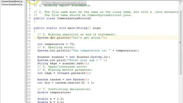 Java Common Syntax Errors using TextPad смотреть онлайн