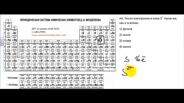 Тесты по химии. Число электронов. А4 ДРТ 2018-2019