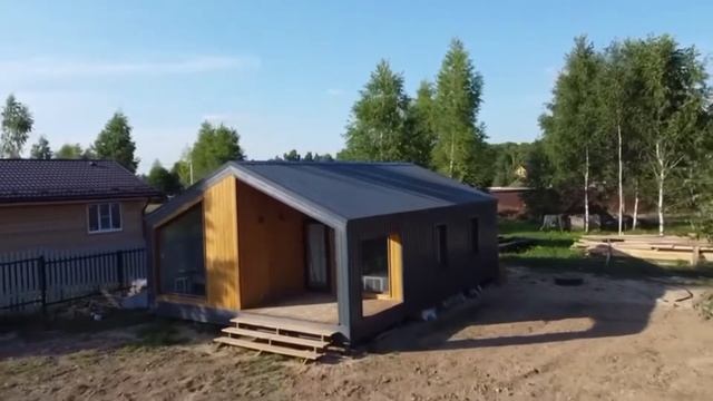 Компактный дом в стиле барнхаус 55м2 #одноэтажныйдом #барнхаус #современныедома #строительствомоскв
