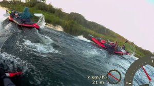 Разгоняем пакрафты Biluta Expedition с велосипедами на речке Проня. Дистанция 500 метров