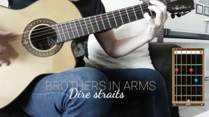 Brothers in arms - Dire straits - Acoustic guitar cover + chords (fingerstyle) - Tuto guitare