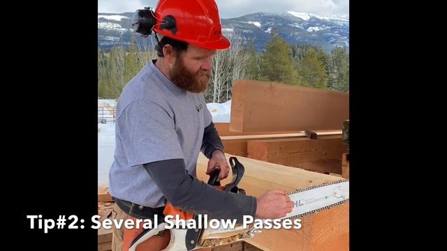 How to make a straight cut with a chainsaw; log cabin building tutorial #bclogschool #logcabin #log смотреть онлайн