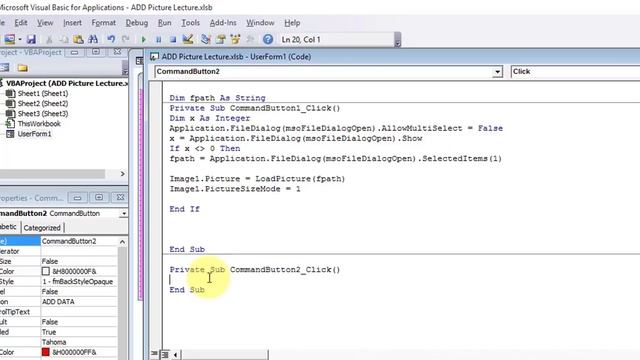 Excel VBA Bangla Tutorial 54: Add- Employee or student picture in userform|Display picture  on exce