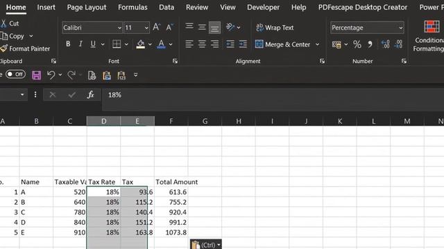 Excel Format asTable