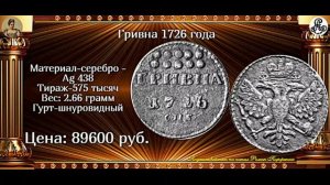 Дорогие монеты Екатерины l - обзор с ценами