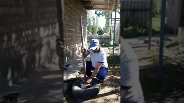 Вазон для цветов из покрышек смотреть онлайн