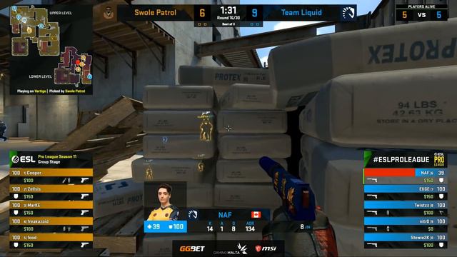Swole Patrol vs Team Liquid [Map 1, Vertigo] (Best of 3) ESL Pro League | Groups смотреть онлайн