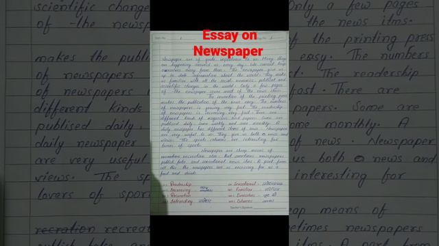 essay on Newspaper 📰#essay #essaywriting #english #short #motivation