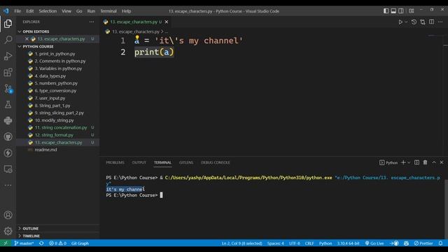 Escape characters | Python