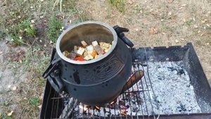 Овощное рагу с мясом в афганском казане на костре) #овощноерагу  #афганскийказан #горшочеквари