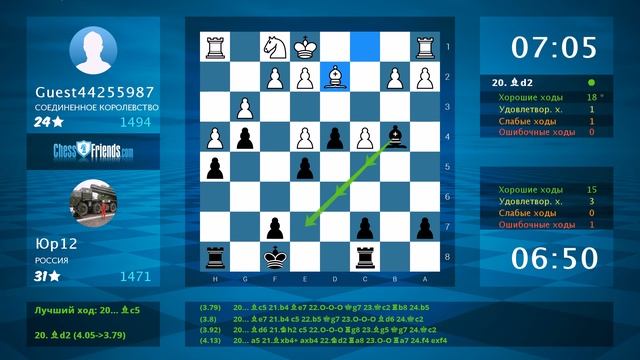 Анализ шахматной партии: Guest44255987 - Юр12 0-1 по ChessFriends.com