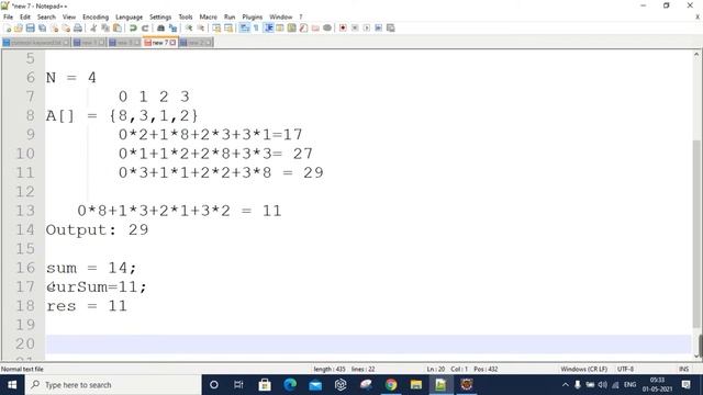 GeeksforGeeks : Max sum in the configuration optimized solution in Hindi || Java