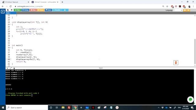 Algorithmics & Programming - Exercise - 1D Array - Read and Display