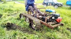 Изготовление самодельного гусеничного трактора, выезд (часть 5)