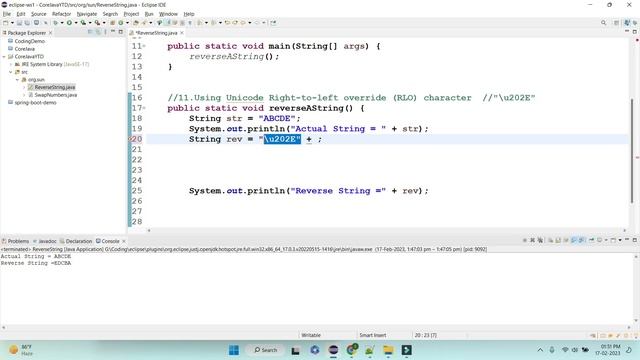 Java Program to reverse a string using Unicode RLO character | Coding java interview Questions смотреть онлайн