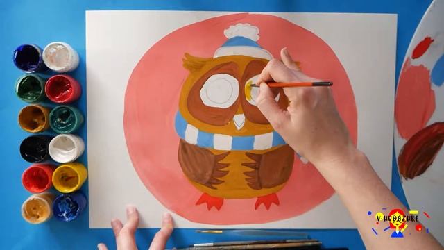 Рисование для детей. Как нарисовать сову гуашью. Живопись гуашью смотреть онлайн