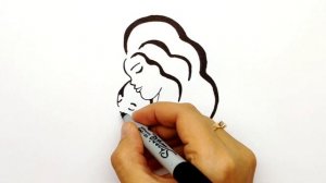 Как нарисовать силуэт мамы с ребеночком. Простые рисунки на День матери и к 8 марта. #265