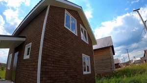 Каркасный дом 6 на 8 метров с Фасадной плиткой Хауберг в полтора этажа| Каркас Поволжья