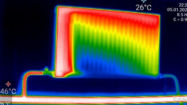 Нагрев батареи вид через тепловизор смотреть онлайн