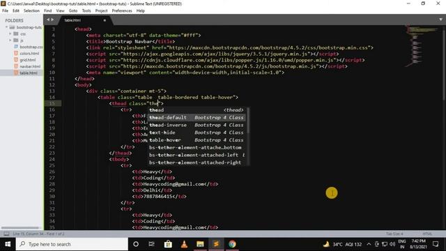 how to create table in bootstrap | Bootstrap 4 Tutorial for beginners ...