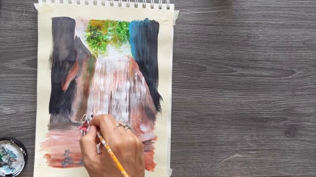 КАК НАРИСОВАТЬ ВЛЮБЛЕННЫХ НА БАЛИ / Водопад акрилом/ Акриловая живопись/ Урок рисования акрилом смотреть онлайн