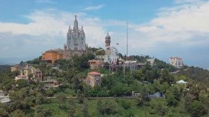 panorama of barcelona timelapse from mount tibidabo catalonia spain