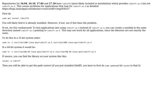 Ubuntu: How do I install libtiff.so.3? (5 Solutions!!) смотреть онлайн