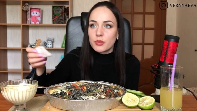 MUKBANG | Лапша (спагетти) с морепродуктами и сыром | Noodles with seafood, cheese не ASMR смотреть онлайн