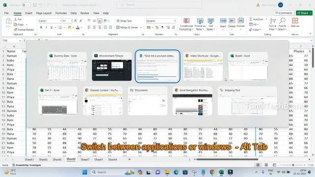 Effortless Windows and Applications Switching in Excel (Tamil) - Alt + Tab, Ctrl + Tab