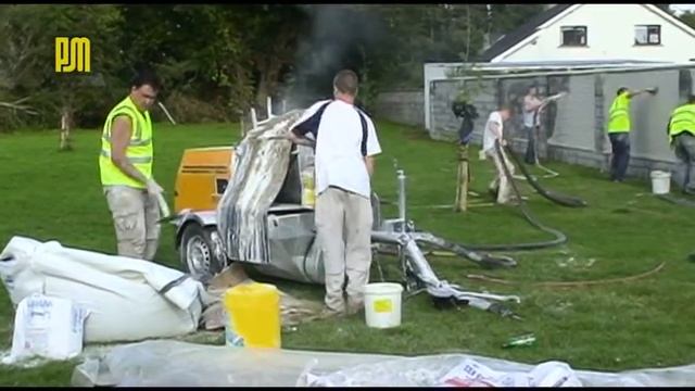 Штукатурка стен поршневым насосом Putzmeister P 13 смотреть онлайн