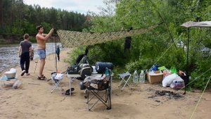 Летняя рыбалка с детьми, палатками с ночевкой...
