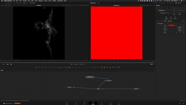 Красный дымок и чашка кофе во Fusion DaVinci Resolve