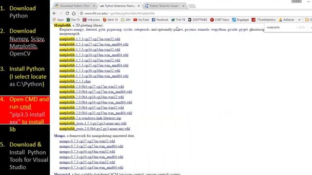 Install OpenCV, Numpy, Scipy for Python and Visual Studio - OpenCV for Python Tutorial 01