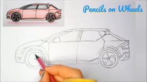 Как нарисовать машину Электромобиль Kia EV6 просто карандашами How to Draw Car Simple Auto Drawing